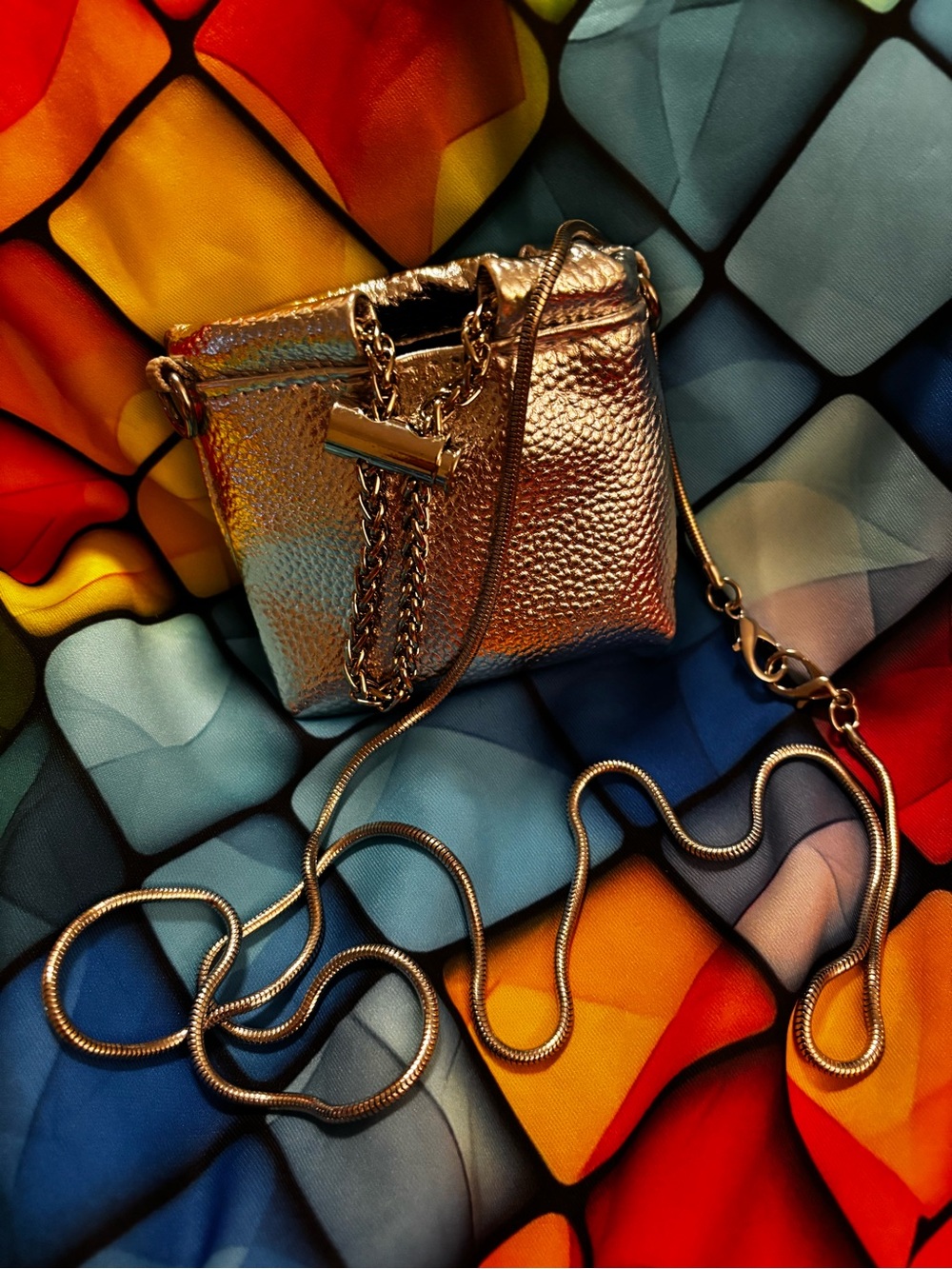 Sleek Metallic silver Mini Crossbody with Chain Strap